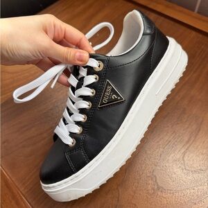 GUESS Black and White Denesa Treaded Platform Women's Sneakers